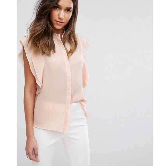 ASOS Tops - ASOS Design Blouse With Frill Shoulder l Size 4